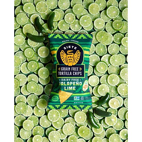 Siete Grain Free Tortilla Chips - Jalapeño Lime, 4 Oz Bag 6-Pac