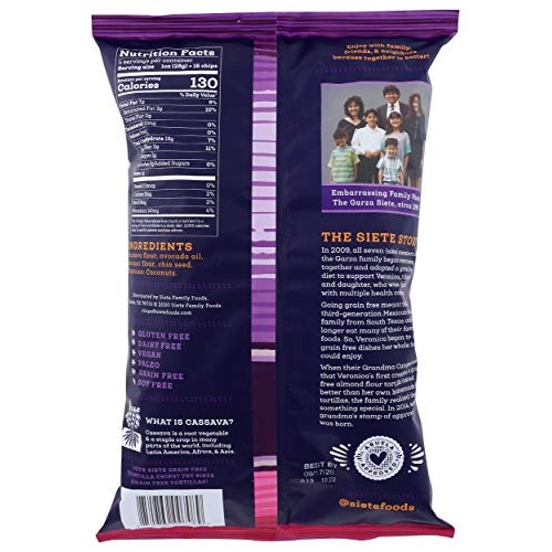 Siete Grain Free Tortilla Chips, No Salt, 5 oz