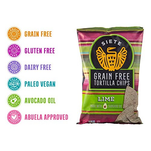 Siete Lime Grain Free Tortilla Chips, 5 Oz Bags, 6-Pack