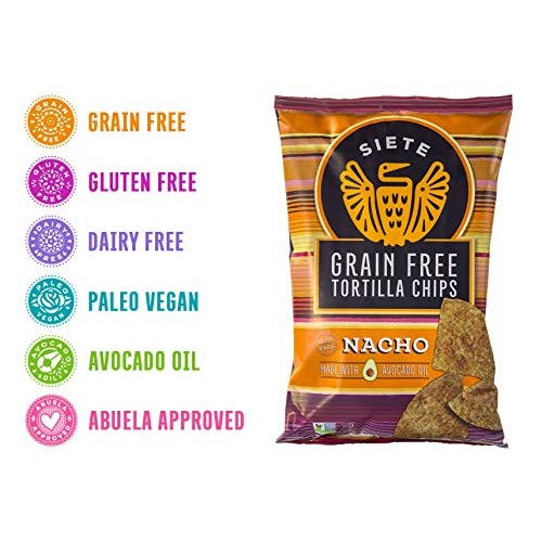 Siete Nacho Grain Free Tortilla Chips, 5 Oz Bags, 6-Pack