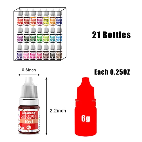 Gel Food Coloring Set - 21 Colors Tasteless Gel Based Food Color