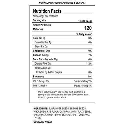 Sigdal Bakeri All Natural Norwegian Crispbread - Non GMO, Vegan,...