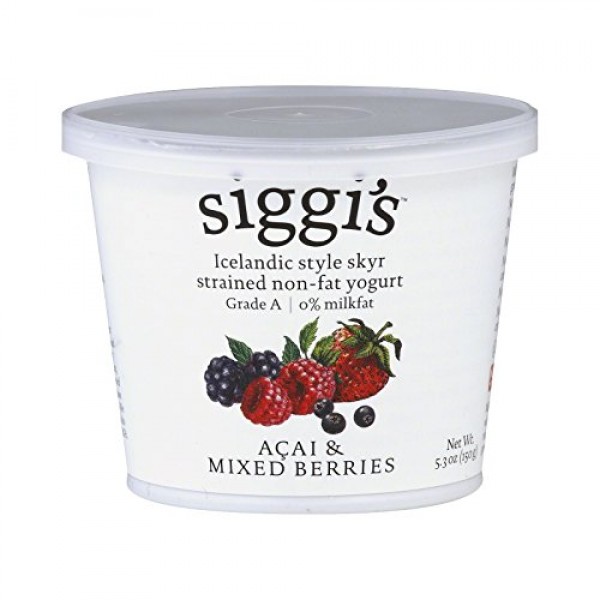 Siggis Icelandic Non Fat Mixed Berries & Acai Yogurt, 5.3 Ounce ...