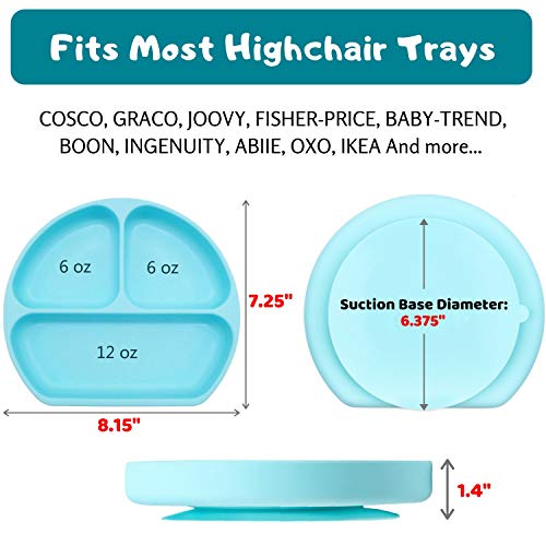 Silicone Baby Feeding Set - Divided Suction Plate, Silicone Bib