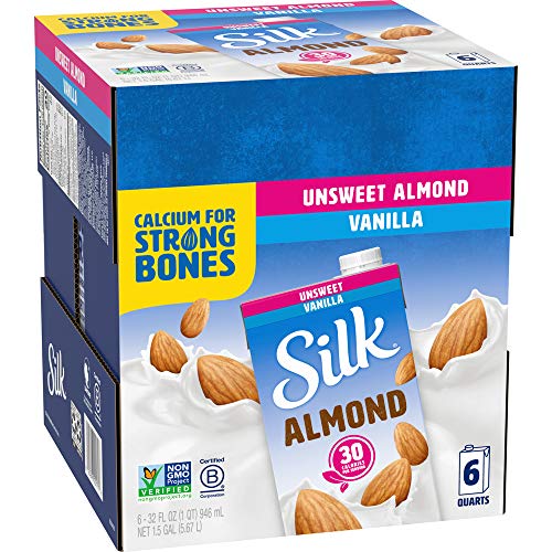 Silk Almond Milk, Unsweetened Vanilla, 32 Fluid Ounce Pack Of 6