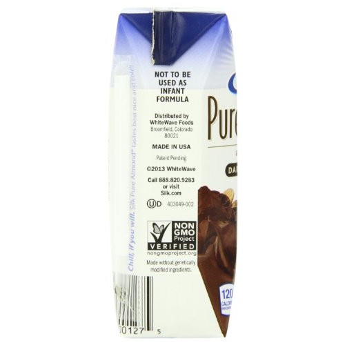 Silk Pure Almondmilk, Dark Chocolate, 8 Ounce, 18 Count, Chocola