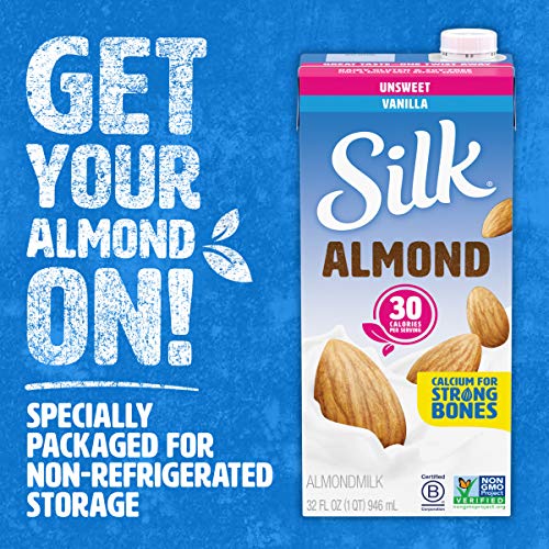 Silk Almond Milk, Unsweetened Vanilla, 32 Fluid Ounce Pack Of 6
