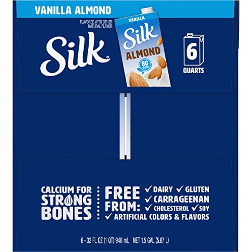 Silk Pure Almond Vanilla 32-Ounce Pack Of 6, Vanilla Flavored