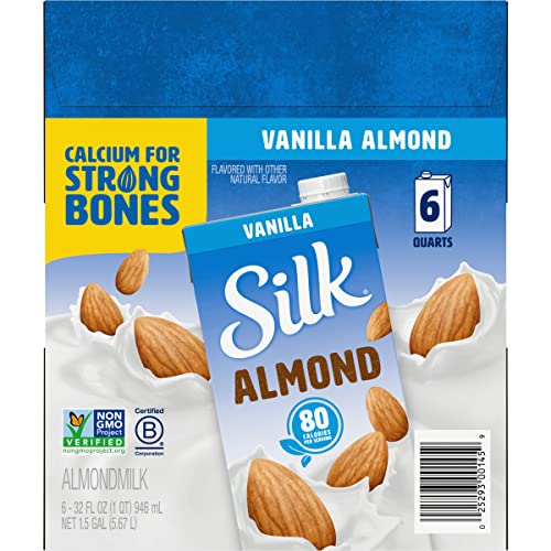 Silk Pure Almond Vanilla 32-Ounce Pack Of 6, Vanilla Flavored