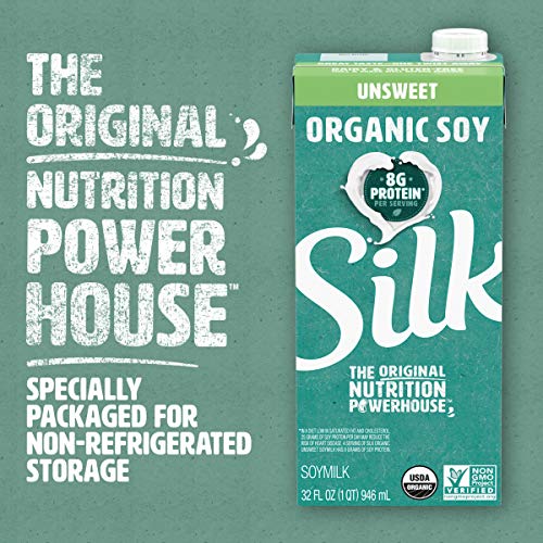Silk Unsweetened Organic Soymilk, 32-Ounce Aseptic Cartons Pack