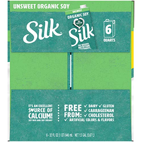 Silk Unsweetened Organic Soymilk, 32-Ounce Aseptic Cartons Pack
