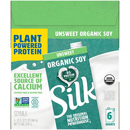 Silk Unsweetened Organic Soymilk, 32-Ounce Aseptic Cartons Pack