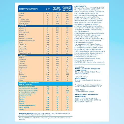 Similac Infant Formula, Imported, with 2’-FL HMO, Baby Formula P...