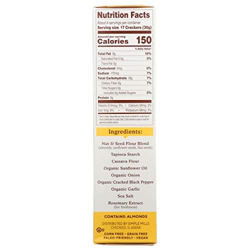 Simple Mills Almond Flour Crackers, Black Cracked Pepper, Gluten