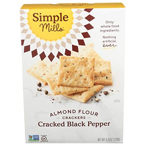 Simple Mills Almond Flour Crackers, Black Cracked Pepper, Gluten