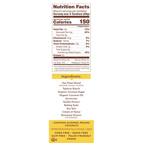 Simple Mills Almond Flour Toasted Pecan Cookies, Gluten Free And