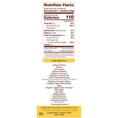 Simple Mills Almond Flour Dark Chocolate Toasted Coconut Cookies