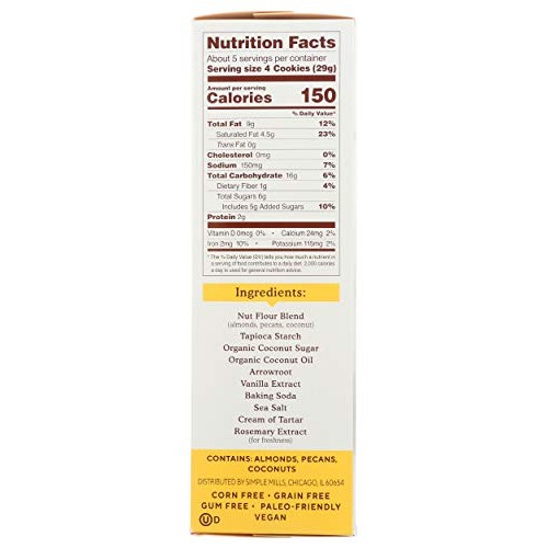 Simple Mills Almond Flour Toasted Pecan Cookies, Gluten Free And