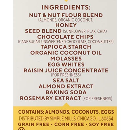 Simple Mills, Bar Dark Chocolate Almond Soft Baked, 6 Ounce