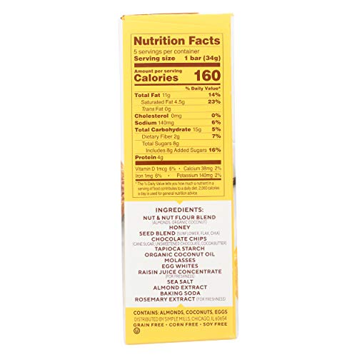 Simple Mills, Bar Dark Chocolate Almond Soft Baked, 6 Ounce