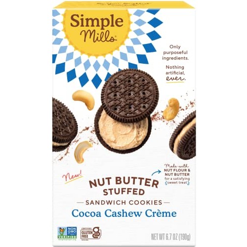 Simple Mills Cocoa Cashew Crème Sandwich Cookies - Gluten Free, ...