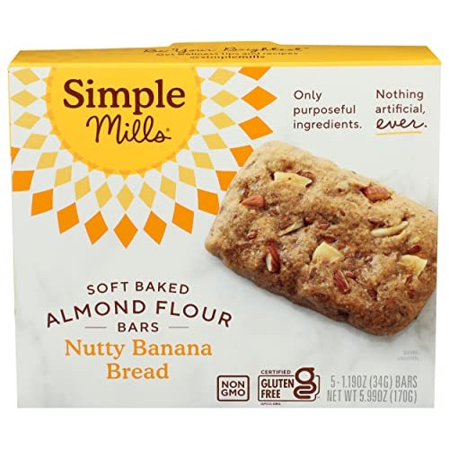 Simple Mills Nutty Banana Bread Soft Baked Almond Flour Bars, 5.