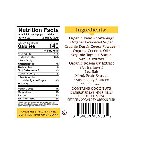 Simple Mills Organic Chocolate Frosting With Coconut Oil, Birthd