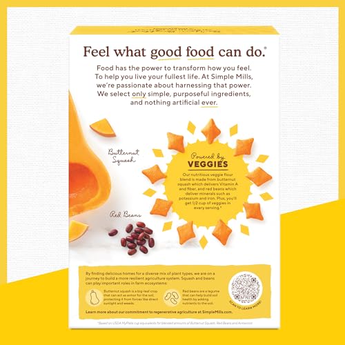 Simple Mills Pop Mmms Cheddar Veggie Flour Baked Snack Crackers,...