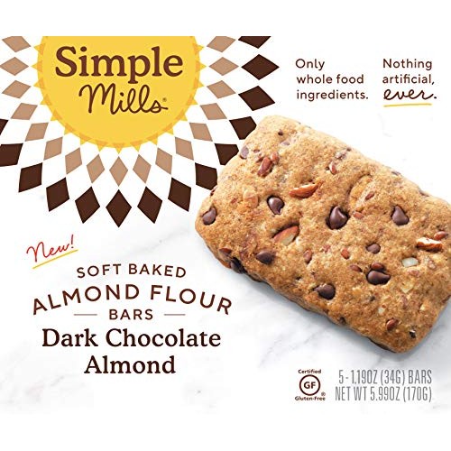 Simple Mills Soft Baked Almond Flour Bars Dark Chocolate Almond,
