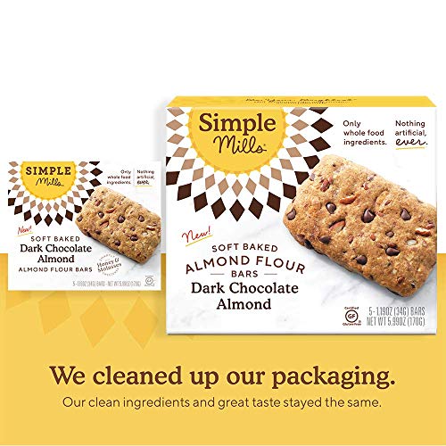 Simple Mills Soft Baked Almond Flour Bars Dark Chocolate Almond,