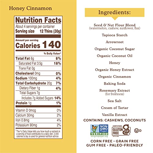 Simple Mills Sweet Thins Cookies, Seed and Nut Flour, Honey Cinn...