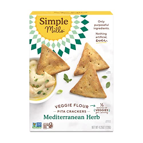 Simple Mills Veggie Flour Pita Crackers, Mediterranean Herb - Gl