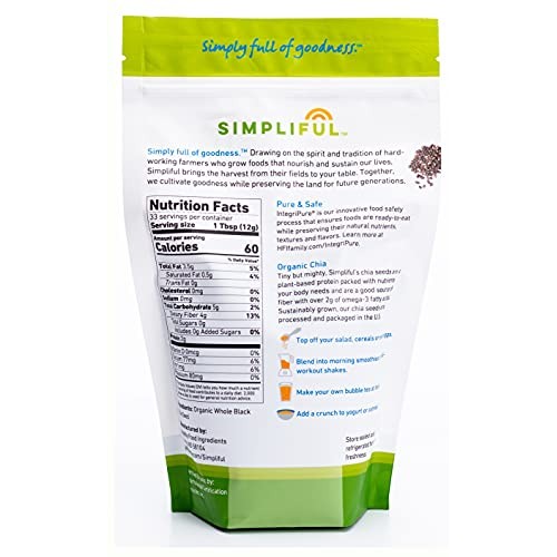 Simpliful Organic Whole Black Chia Seed, 14-Oz – Ready-To-Eat T