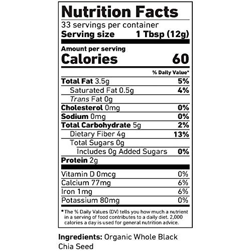 Simpliful Organic Whole Black Chia Seed, 14-Oz – Ready-To-Eat T