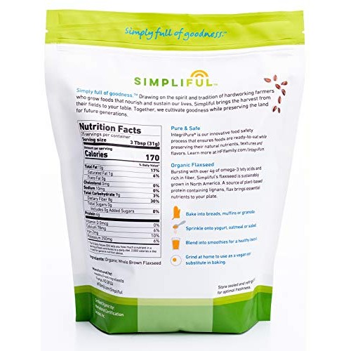 Simpliful Organic Whole Brown Flaxseed, 28-Oz – Ready-To-Eat Th