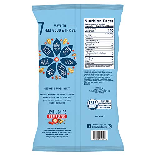 Simply 7 Lentil Chips - Non-Gmo, Gluten Free, Kosher, Nut Free,