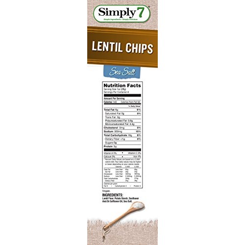 Simply 7 Lentil Chips, Sea Salt, 4 Ounce Pack Of 12, Packaging