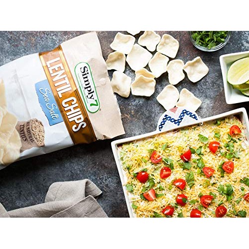 Simply 7 Lentil Chips, Sea Salt, 4 Ounce Pack Of 12, Packaging