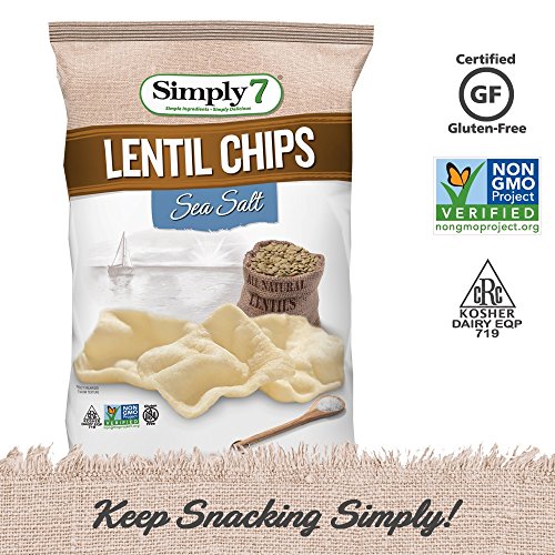 Simply 7 Lentil Chips, Sea Salt, 4 Ounce Pack Of 12, Packaging