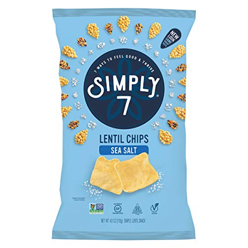 Simply 7 Lentil Chips, Sea Salt, 4 Ounce Pack Of 12, Packaging