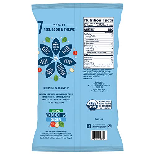 Simply 7 Organic Veggie Chips, Original, 4 Ounce Pack Of 12, P