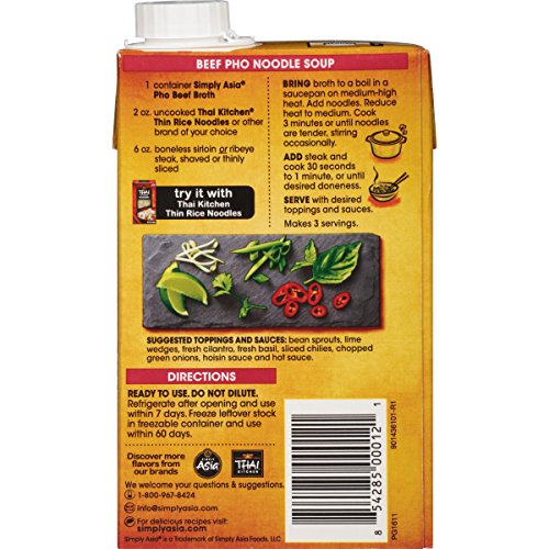 Simply Asia Vietnamese Inspired Pho Beef Broth, 26 Ounce, Pack Of 6