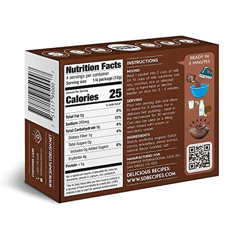 Simply Delish Natural Instant Chocolate Pudding - Sugar Free, No