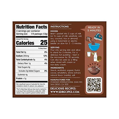 Simply Delish Natural Instant Chocolate Pudding - Sugar Free, No