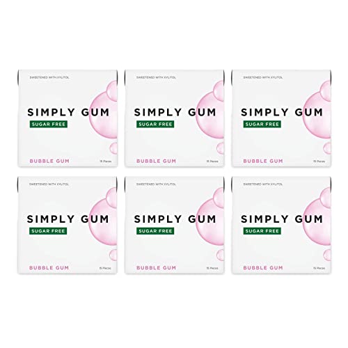 Simply Gum Sugar Free Chewing Gum Bubble Gum, 6 Packs