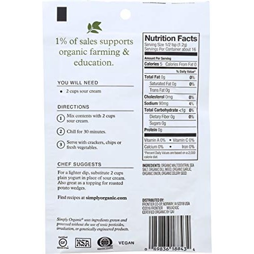 Simply Organic, Dip Mix Creamy Dill Organic, 0.7 Ounce