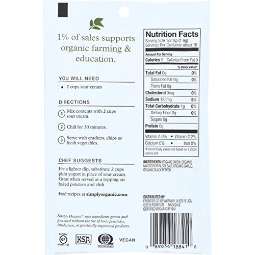 Simply Organic Dip Mix, French Onion, 1.1 oz