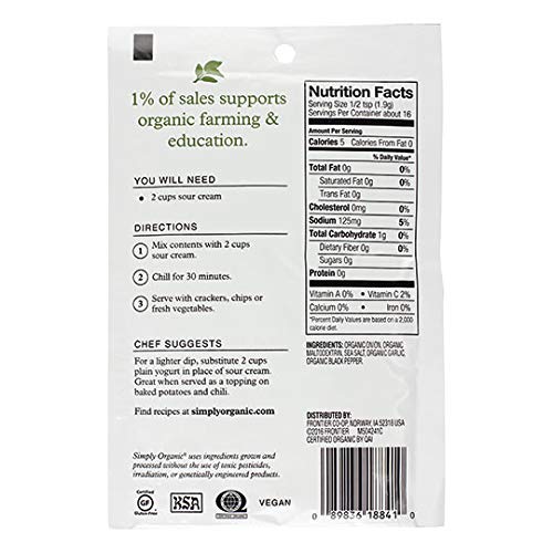 Simply Organic French Onion Dip, Certified Organic, Gluten-Free ...