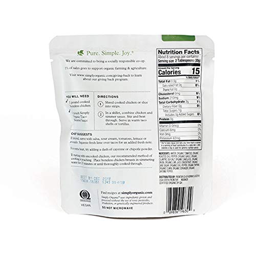 Simply Organic Mild Taco Simmer Sauce, Certified Organic | 8 Oz