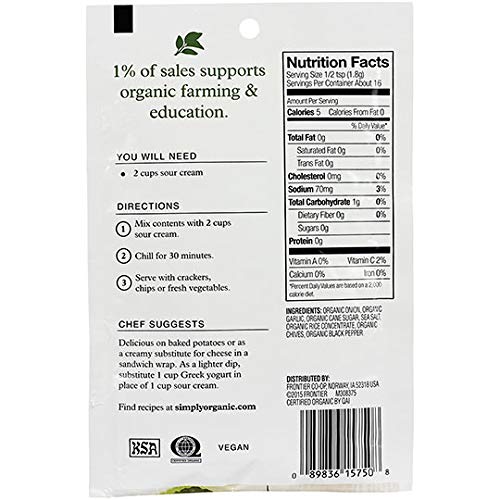 Simply Organic Onion & Chive Dip Mix, Certified Organic | 1 oz